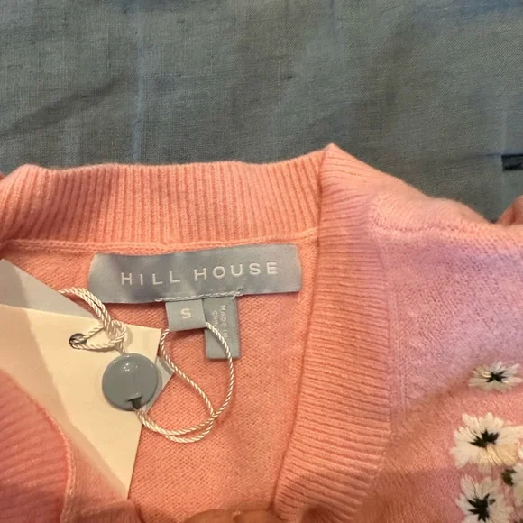 NWT Hill House Audrey Cardigan, Pink Floral Embroidered Sweater - Picture 6 of 6